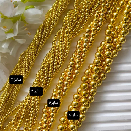 سنگ حدید طلایی براق سایز 6 (فروش محصول بصورت یک ریسه میباشد)