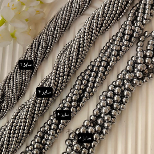 سنگ حدید نقره ای سایز 6(فروش بصورت ریسه ای)