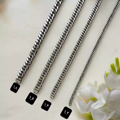 زنجیر کارتیر دوبل استیل سایز 1.8 نقره ای ( فروش بصورت متری)