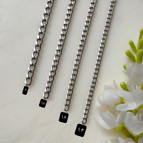 زنجیر کارتیر استیل نقره ای سایز 1.8 (فروش بصورت متری)